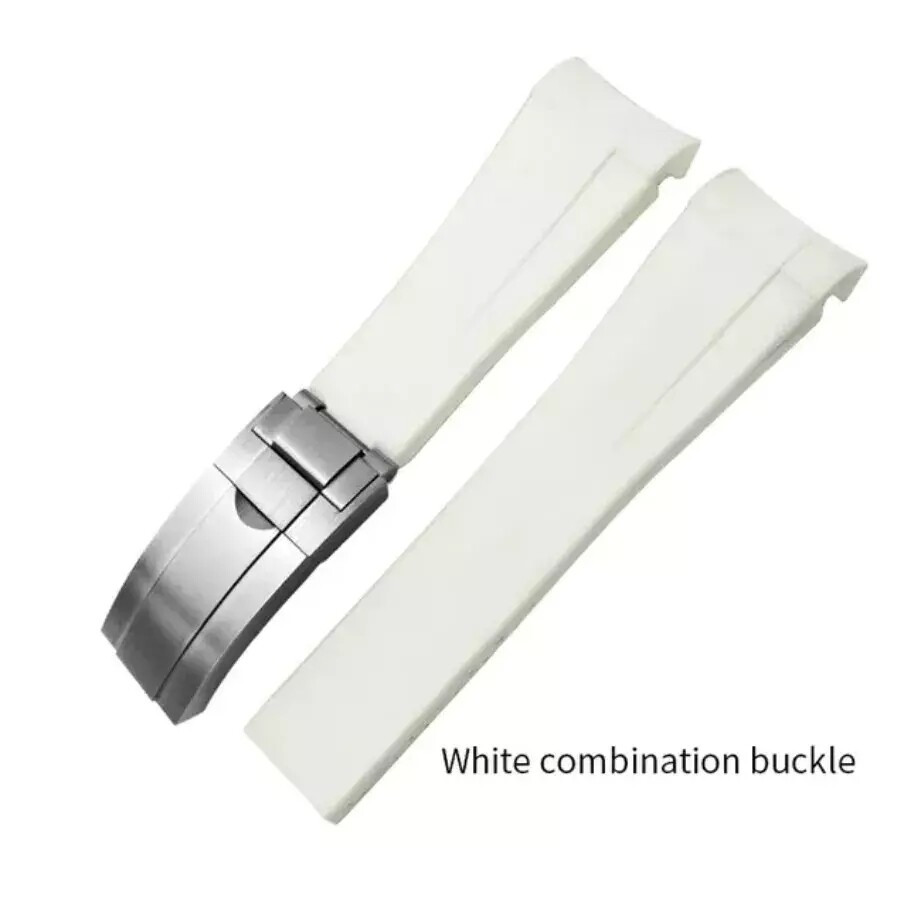20mm Curved End Silicone Watch Band Rubber Strap for Rolex with Clasp or Without