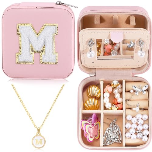 Travel Jewelry Case for Women Girls Daughter Birthday Gift fromom Dad M Pink