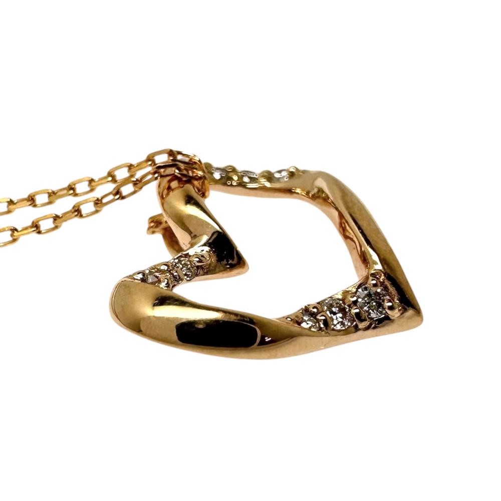 Samantha Tiara Heart diamond Total 0.06ct Necklace K18PG pink gold 2.3g 15.9…