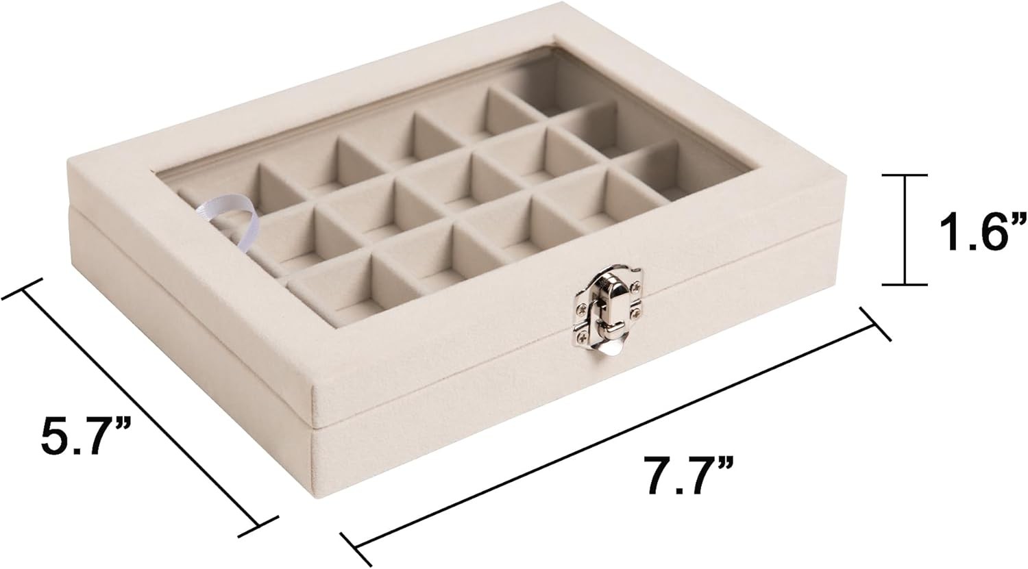 24 Grid Jewelry Tray Velvet Stud Earring Organizer with Clear Lid Ring Holder