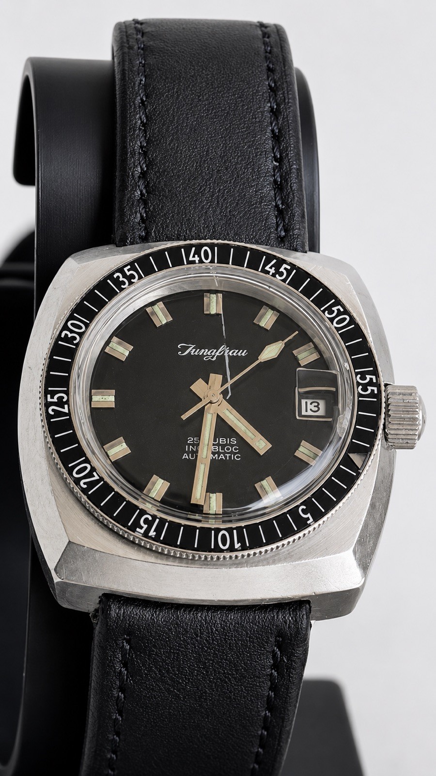 Jungfrau Sub 1968 Diver Automatic ETA 38mm Bakelite Bezel Steel Rare