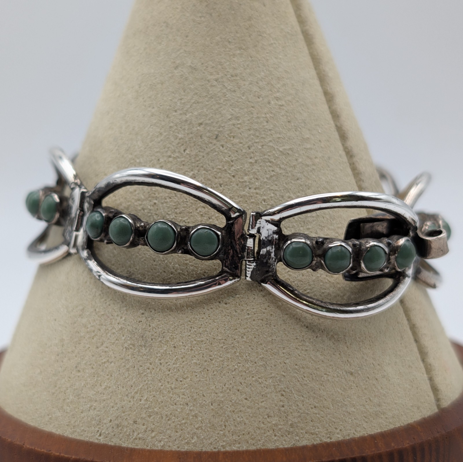 Vintage Taxco Sterling Silver Turquoise Link Bracelet Hecho En Mexico 925