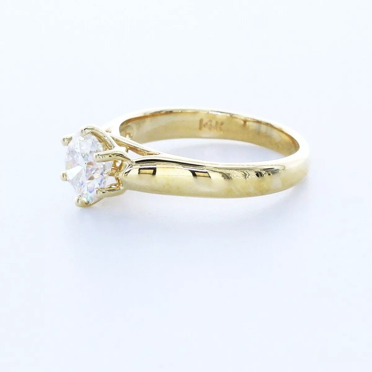 Solitaire Engagement Ring 14K Gold Trellis 0.96 CT Round Lab-Grown Diamond E SI1