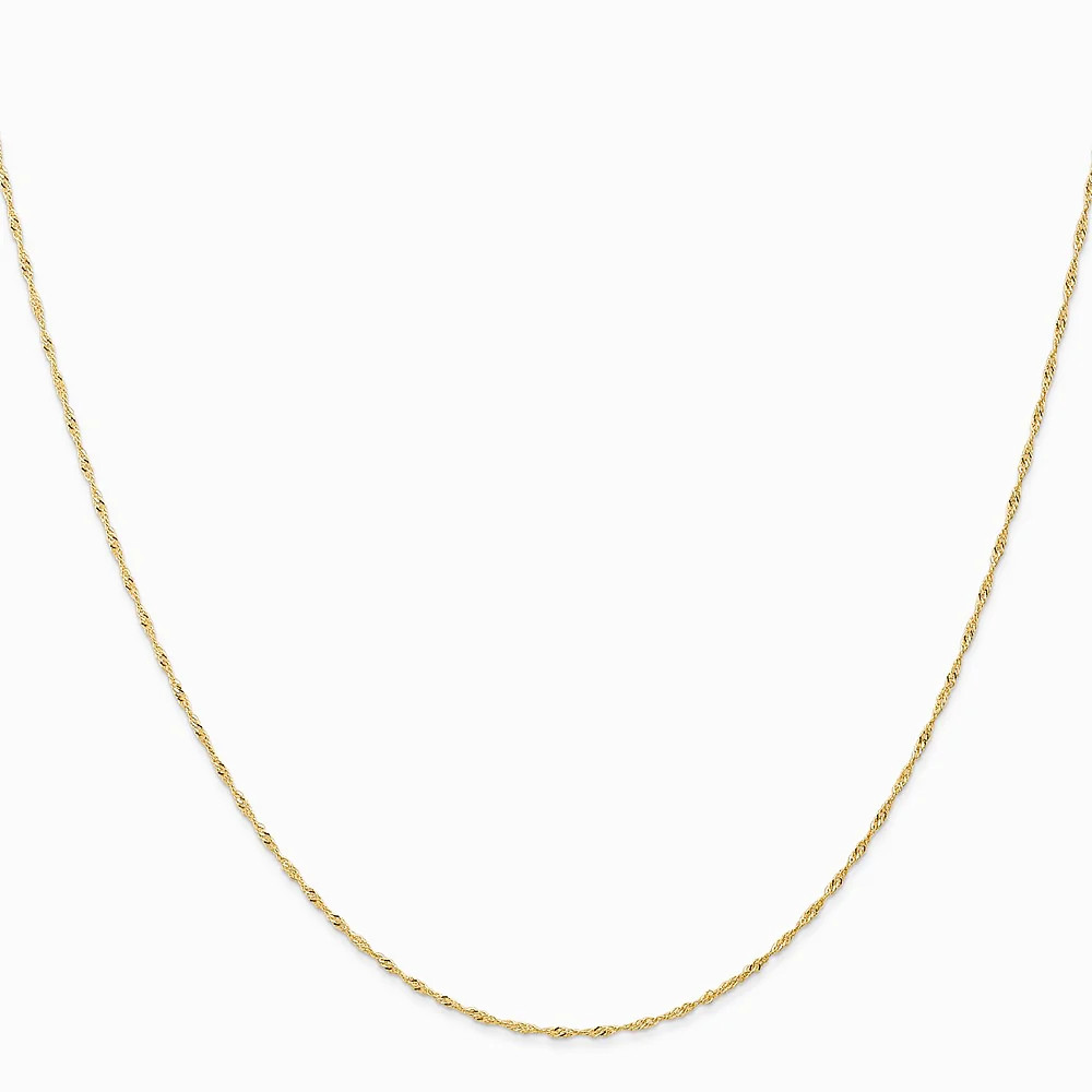 10K Yellow Gold 1mm Carded Singapore Chain Necklace 16″-24″