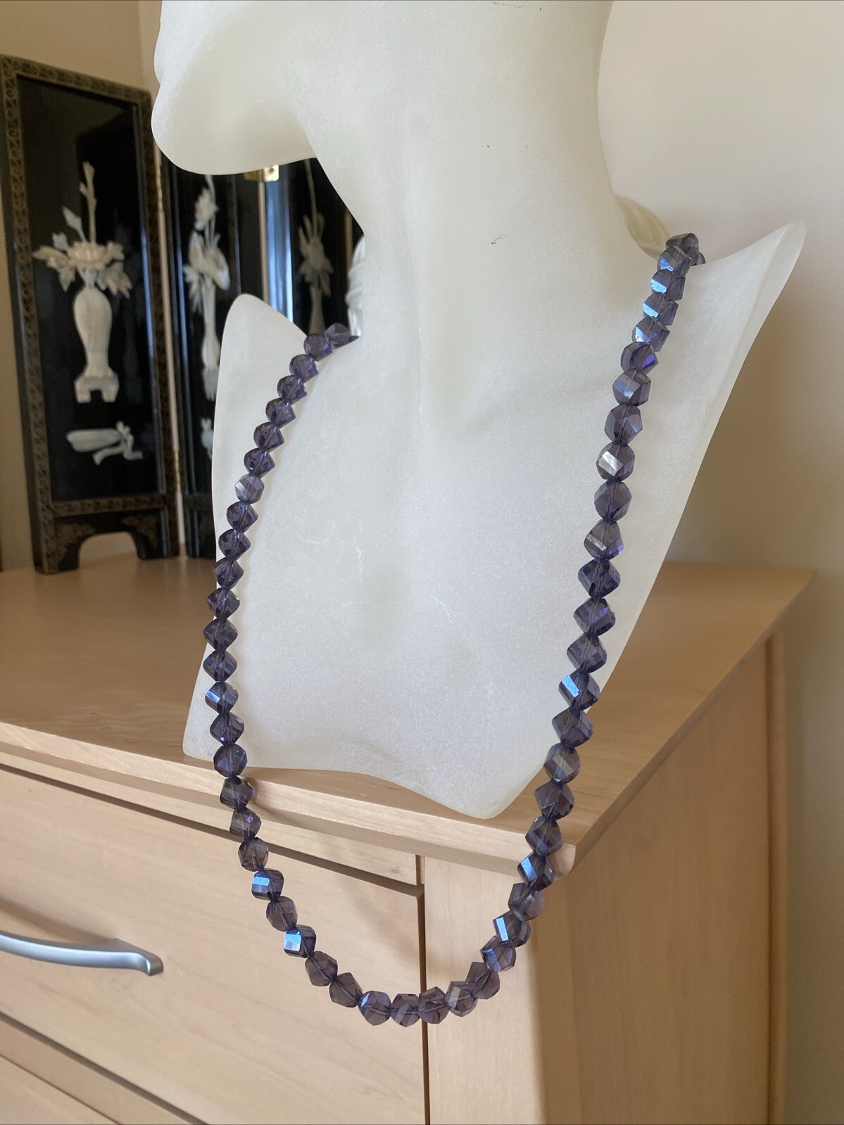 Vintage Czech Art Glass Necklace Estate Jewelry Pre-owned Flapper Girl Style 28″