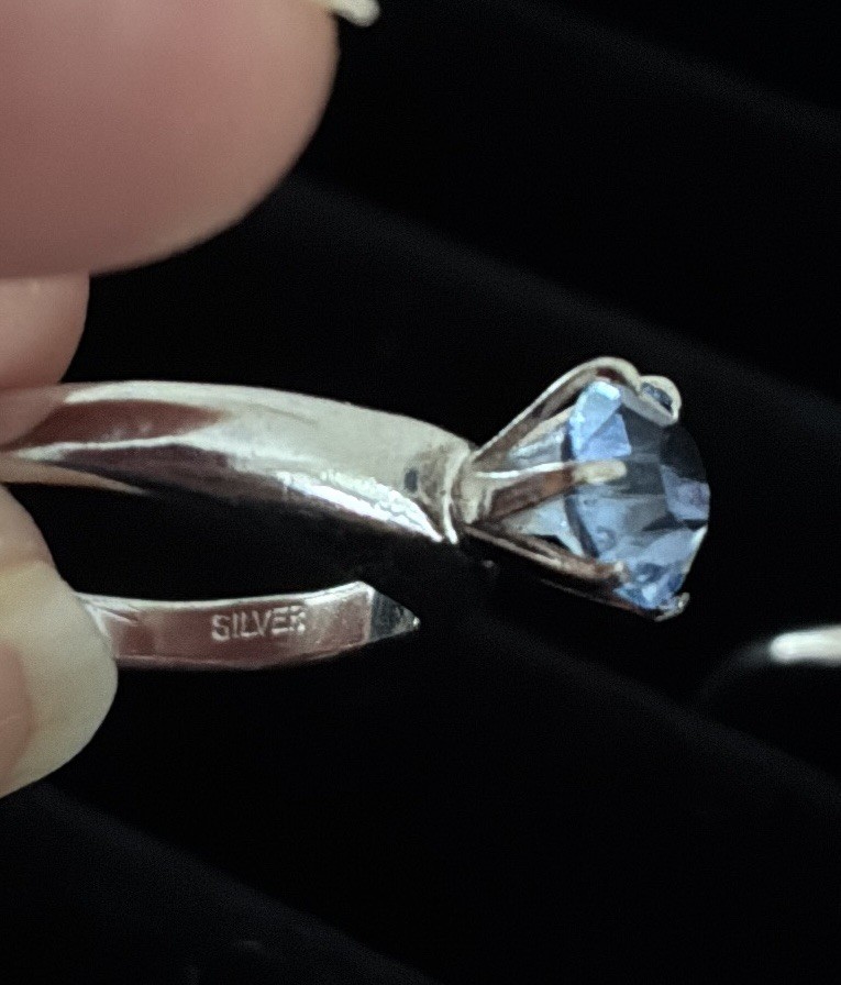Silver-toned Ring with BLUE Stone