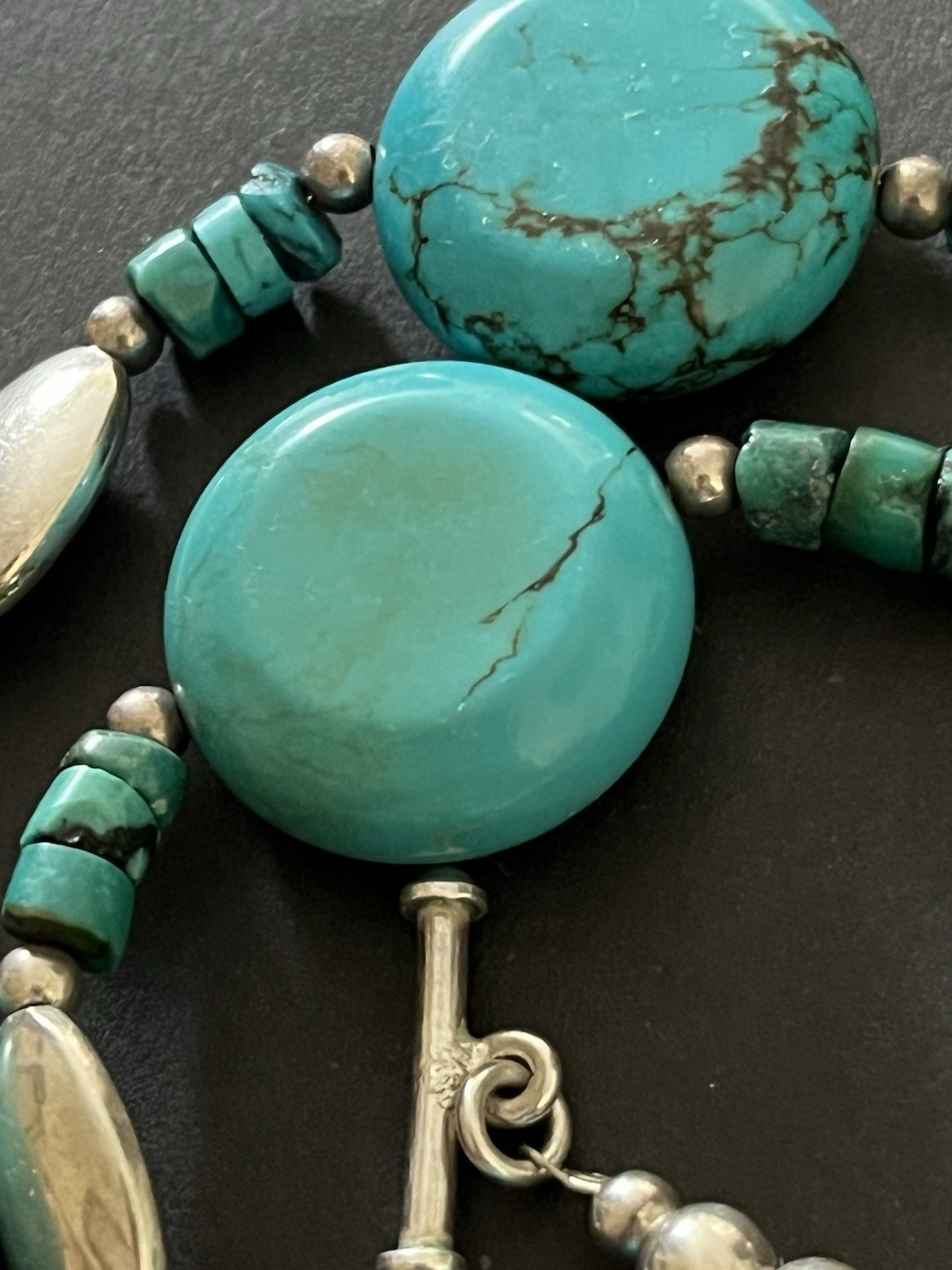Sterling Silver Turquoise Necklace Gemstone Statement Boho Ethnic Artisan 925