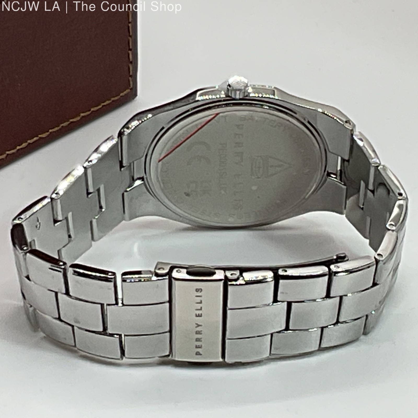 NOB PERRY ELLIS Ultra Thin Diamond Accent Men’s Stainless Watch- 7.75″