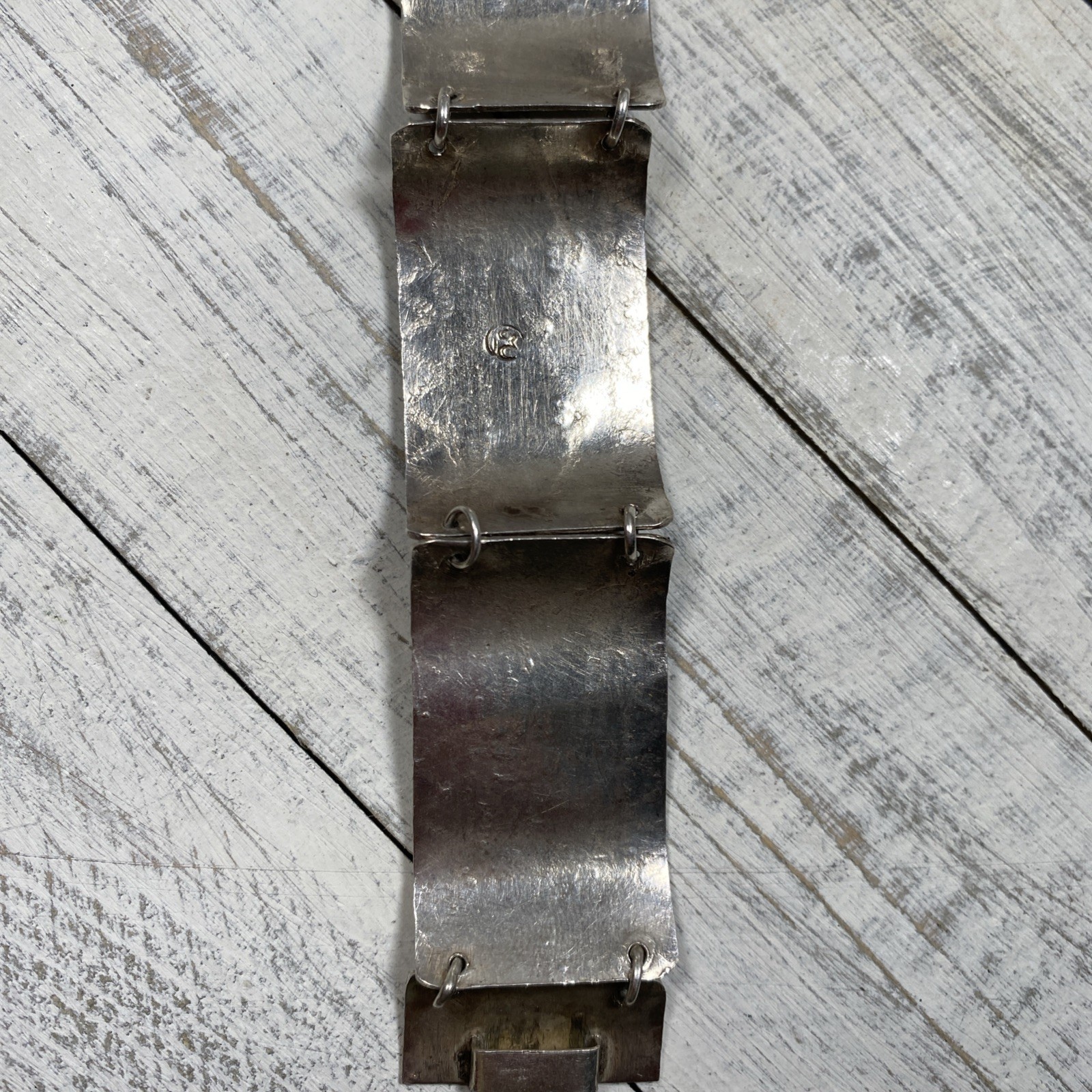 Peruvian Industries 900 Silver Vntg Linked Mayan & Alpaca Story Teller Bracelet