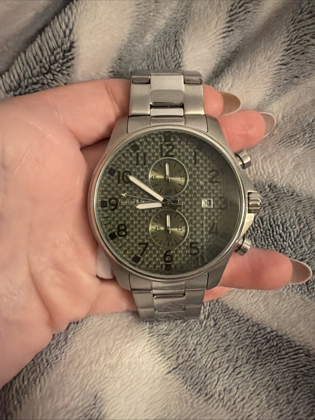 Chase-Durer Men’s Watch 48mm Steel Chronograph Textured Dial (cdw-0094)