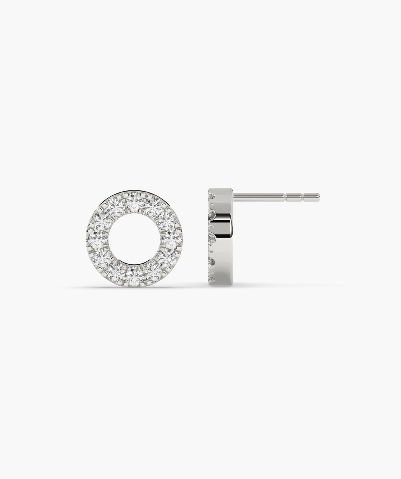Round Lab Grown Diamond 18K Gold Pave Diamond Open Circle Eternity Stud Earrings