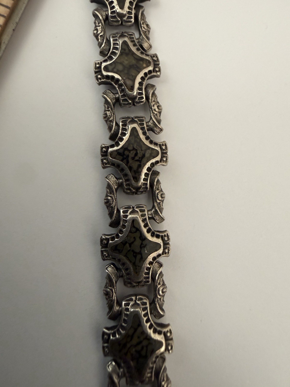 William Henry Sterling Silver Green Mammoth Bracelet Vintage 8.5”