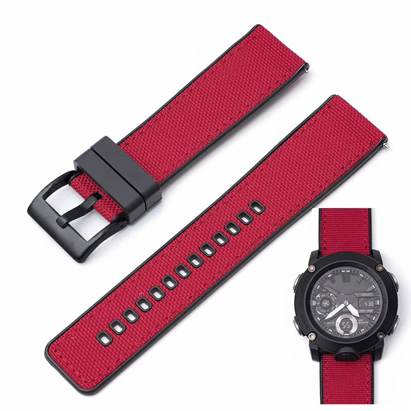 Nylon + Rubber Strap For G-SHOCK PRG-600 PRG-650 GA-2000 Watch Band Replacement
