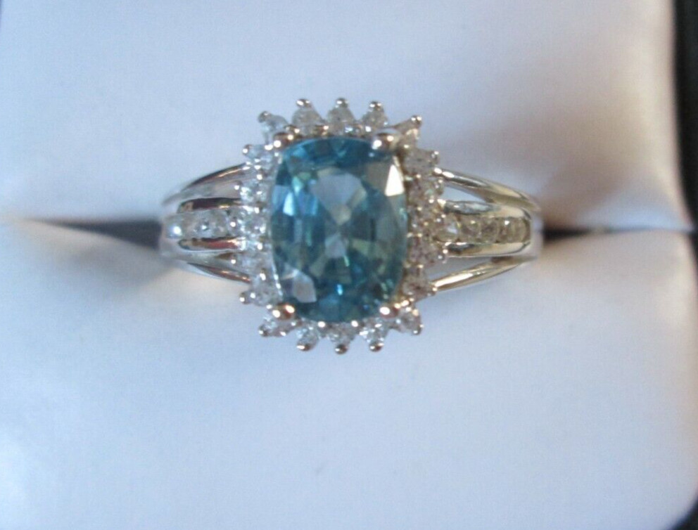Cambodian Blue Zircon and Zircon Platinum over Sterling Ring (Size 9) 2.60 ctw.