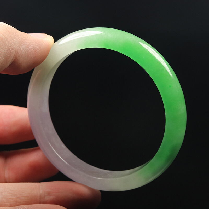 58mm Lavender Purple Green Jadeite Jade Bangle Bracelet Burma Jadeite 12513