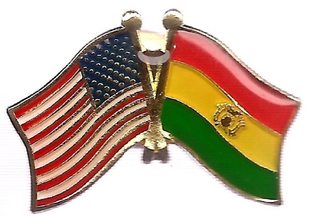 USA – BOLIVIA FRIENDSHIP CROSSED FLAGS LAPEL PIN – NEW – COUNTRY PIN PREMIUM