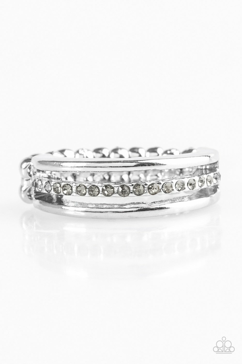 Paparazzi Ring- Center Court- Silver Band with Silver Rhinestones