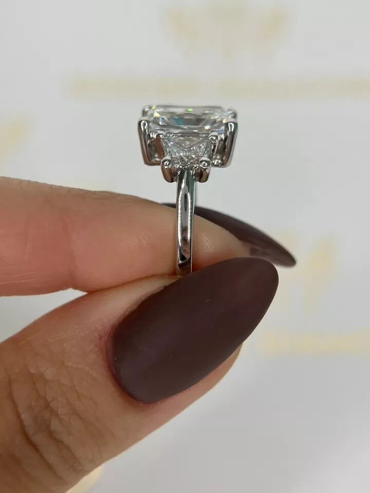 4Ct Radiant Lab Created Diamond Solitaire Engagement Ring 14K White Gold Finish