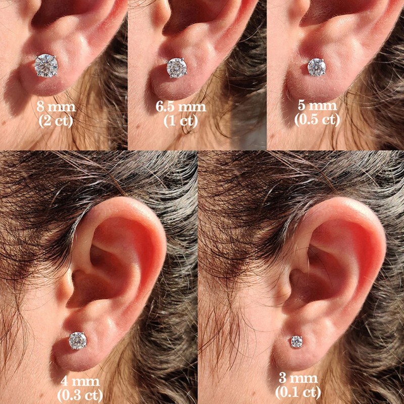 0.1-3ct VVS1 Moissanite Stud Earrings 925 Sterling Silver 18K White Gold Plated