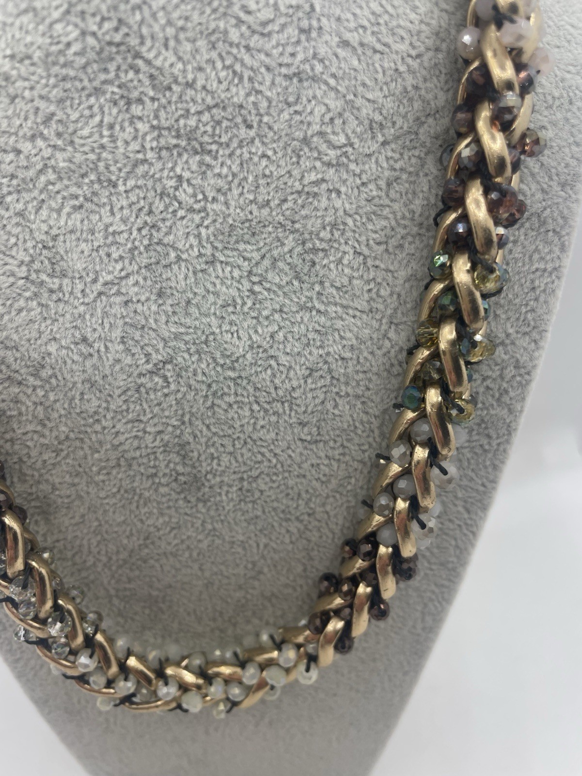 Accessorize Gold Tone Y2K Chunky Beaded Collar Necklace Statement Boho