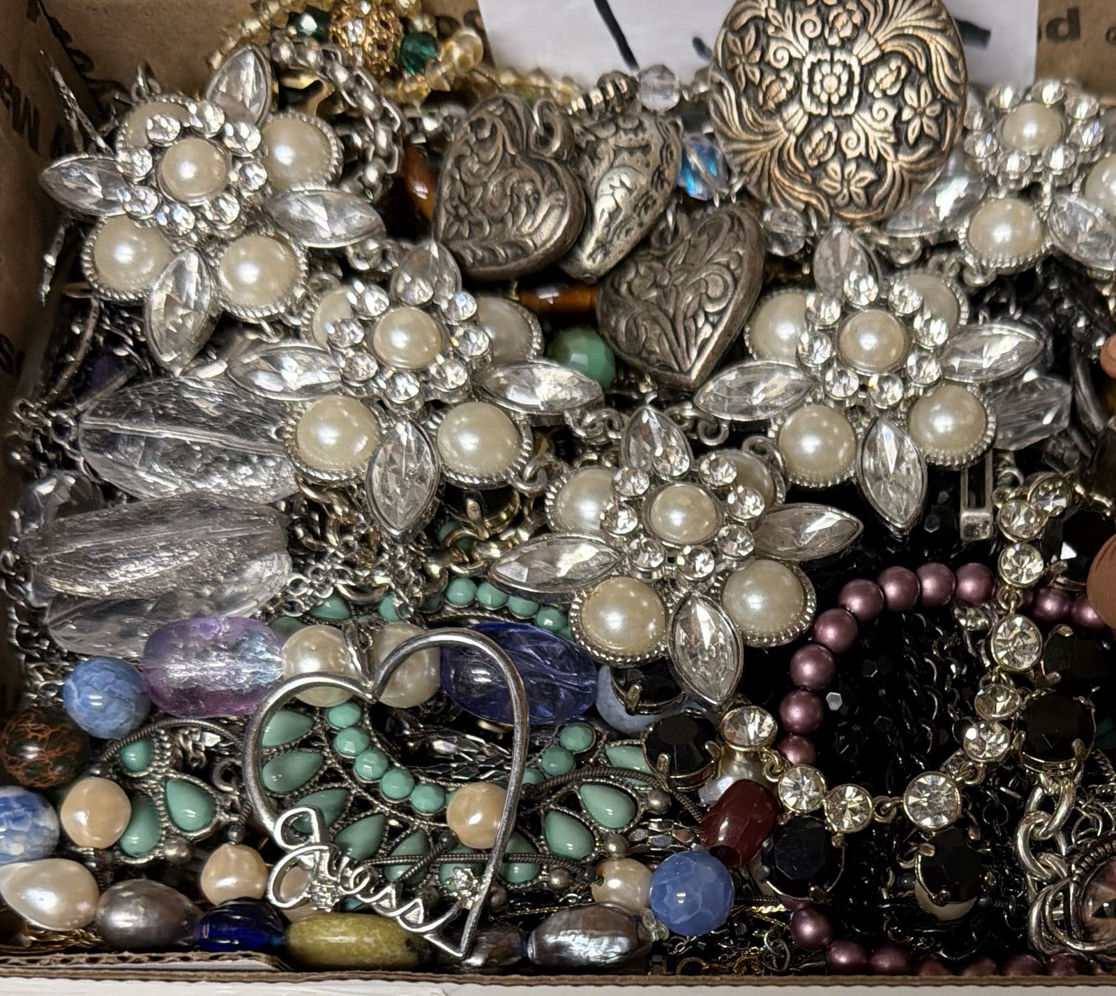Vintage & Modern Some Signed Costume Jewelry Lot Full Small Priority Box # 132