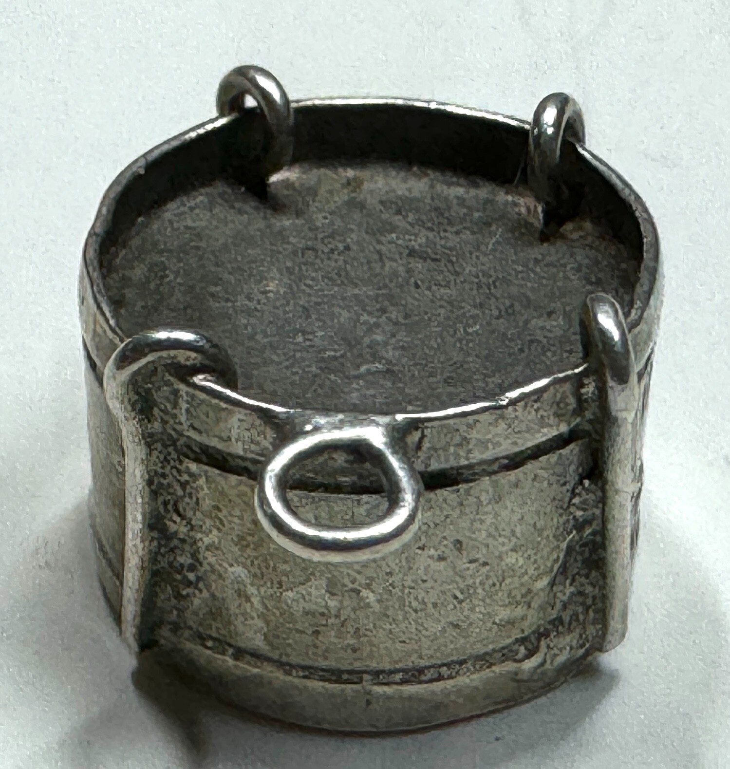 Unmarked Silver 14.2mm Snare Drum Line Percussion Band 3D Bracelet Charm
