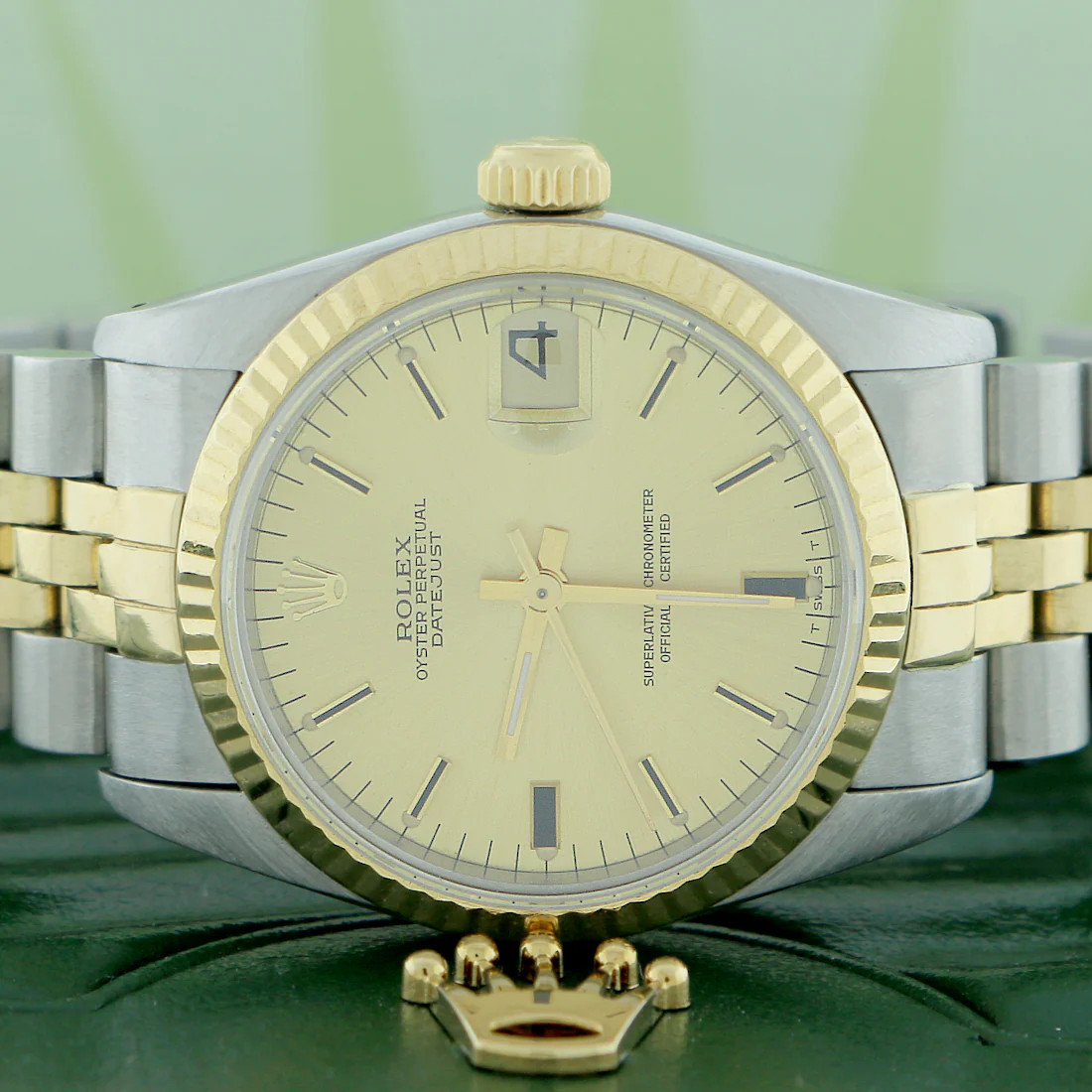 Rolex Datejust Midsize 2-Tone Champagne Stick Dial 31mm Jubilee Watch 68273
