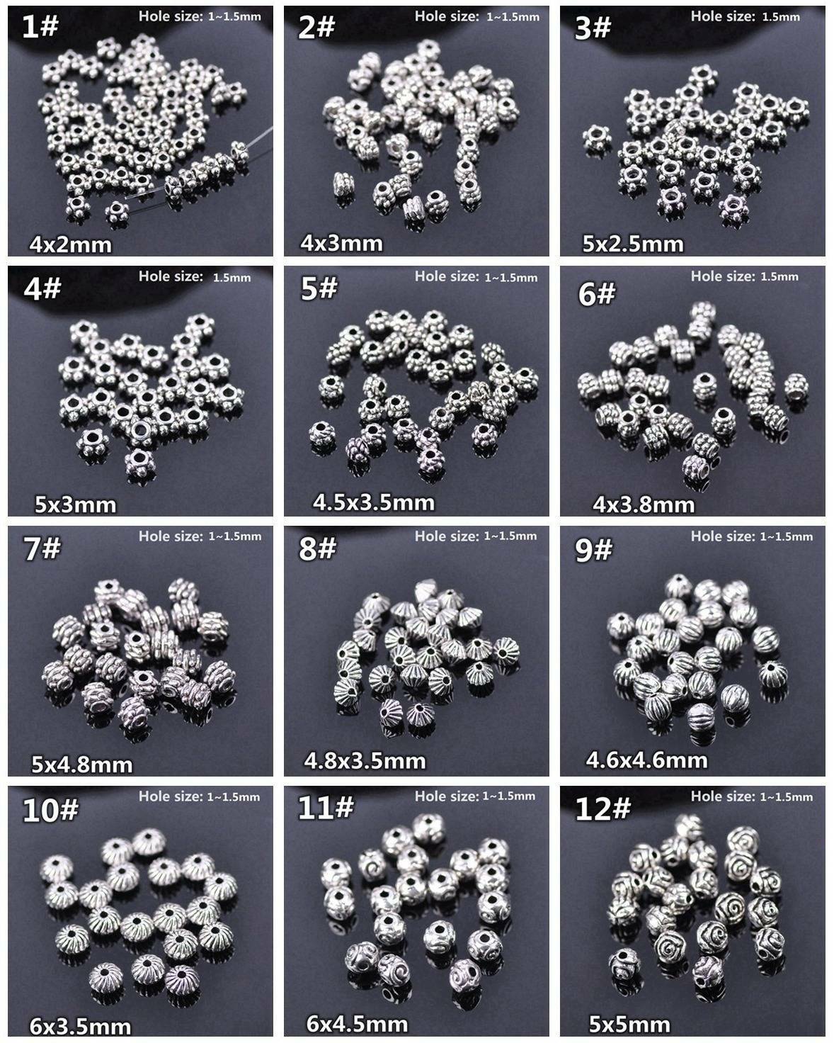 50pcs Tibetan Silver Metal Loose Spacer Craft Beads lot Wholesale Jewelry Making
