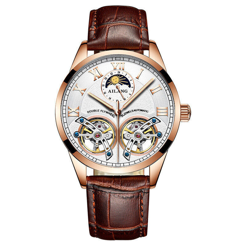 AILANG Men’s Mechanical Watch Moon Phases Waterproof Tourbillon Wristwatches