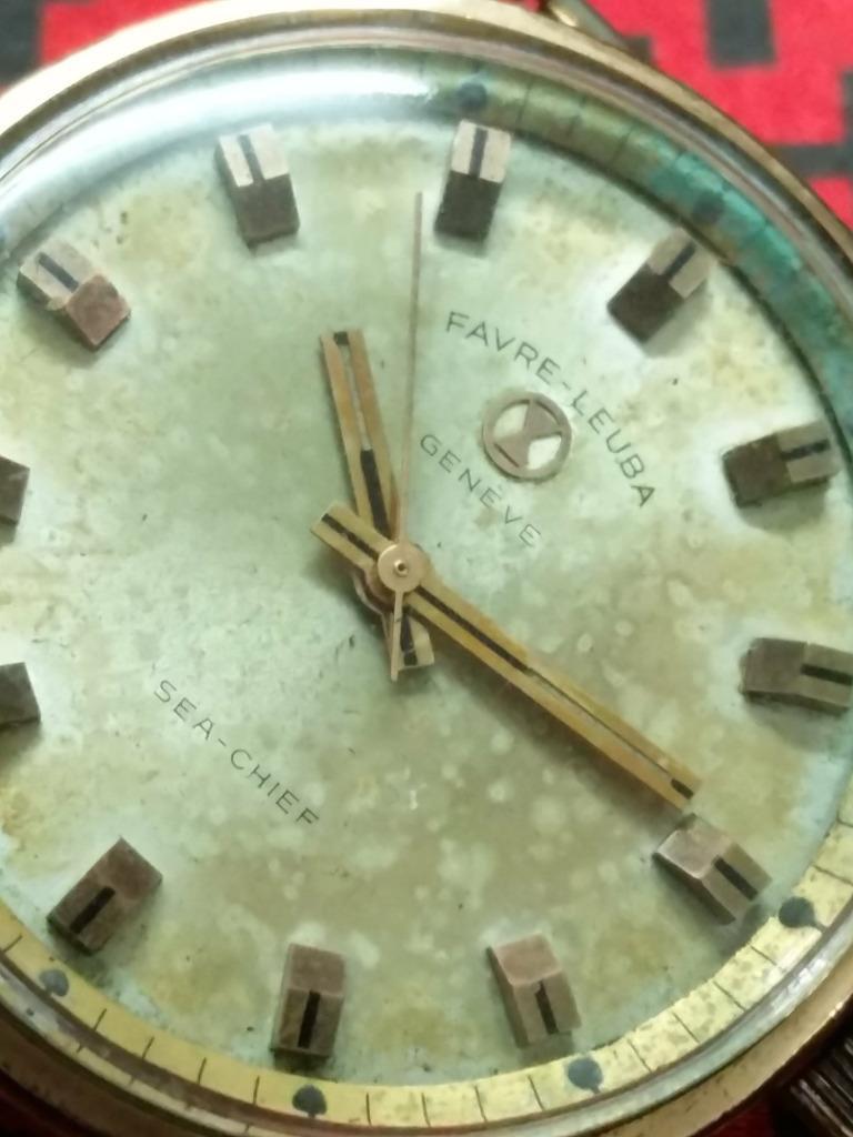 Vintage Gold Plated Men Favre Leuba Sea Chief Manual Winding Watch Head (TP360)