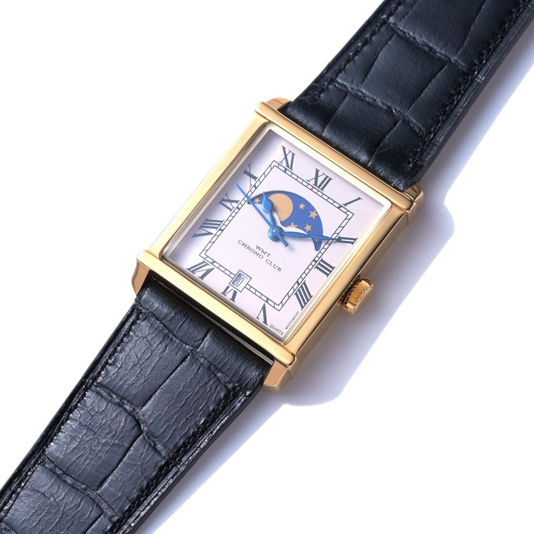 WMT Curvex G01 Steel Quartz Gold Rectangular Black Moonphase Unisex Watch