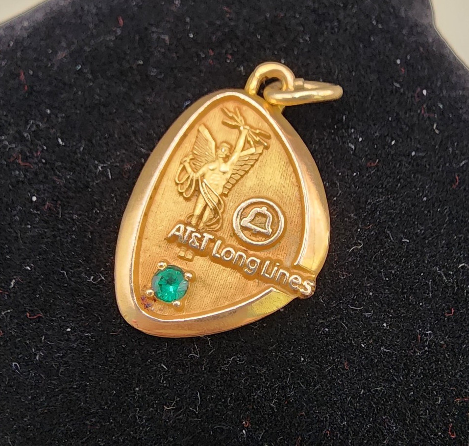 Vintage AT&T Long Lines Service Award Charm 1/5 10K Gold Filled LGB Shield