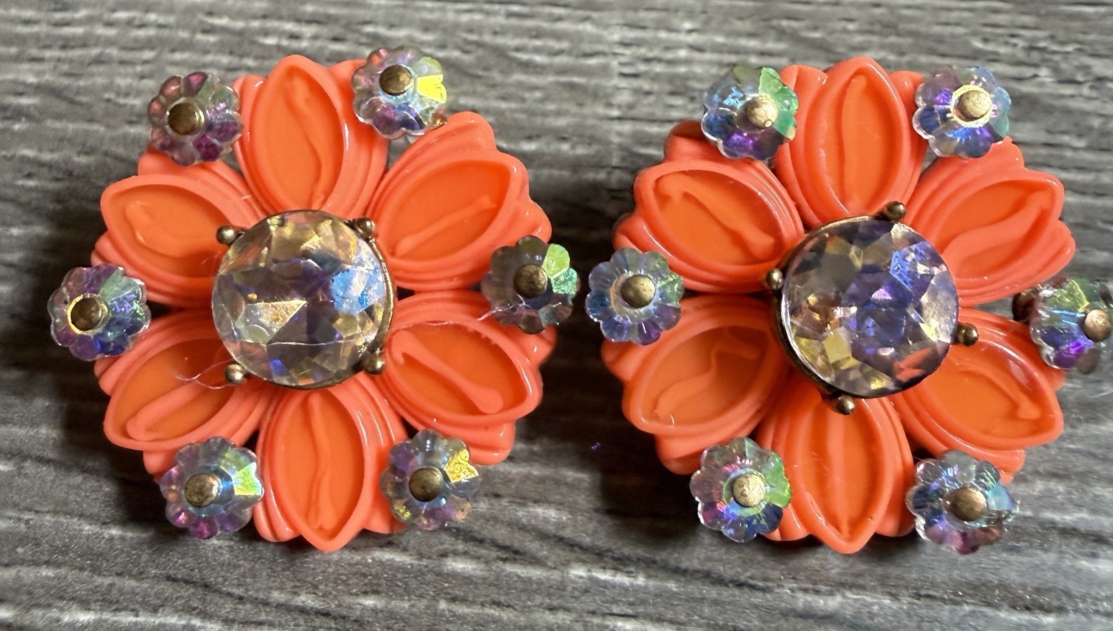 J. Crew Orange Cosmos Pierced Earrings