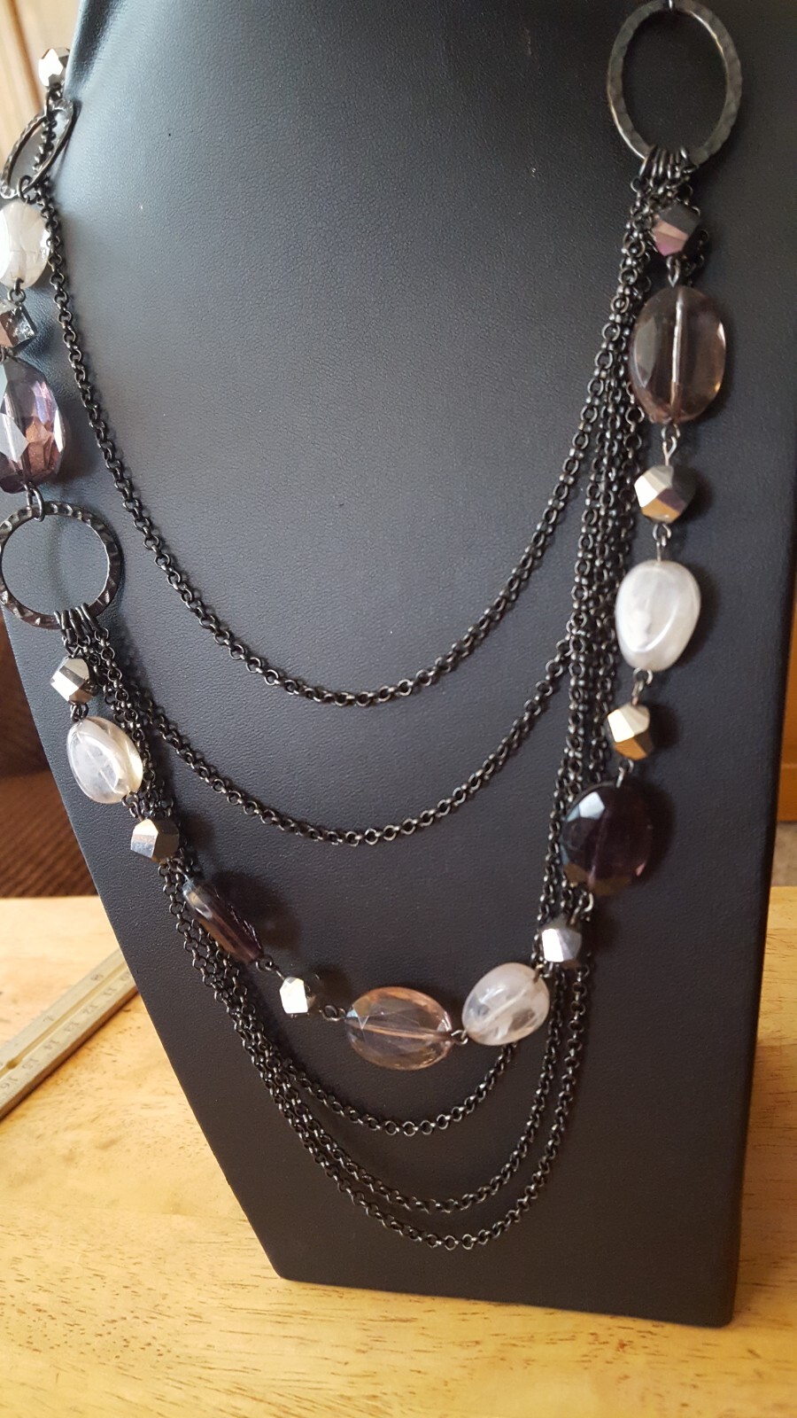 Multi black chain beaded Necklace