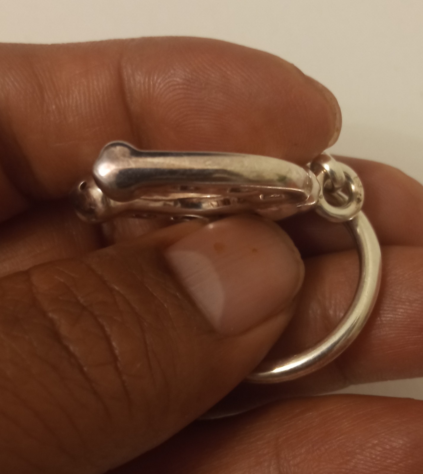 B9 Vintage 925 Sterling Silver Keychain, Horseshoe Shaped, Hollow