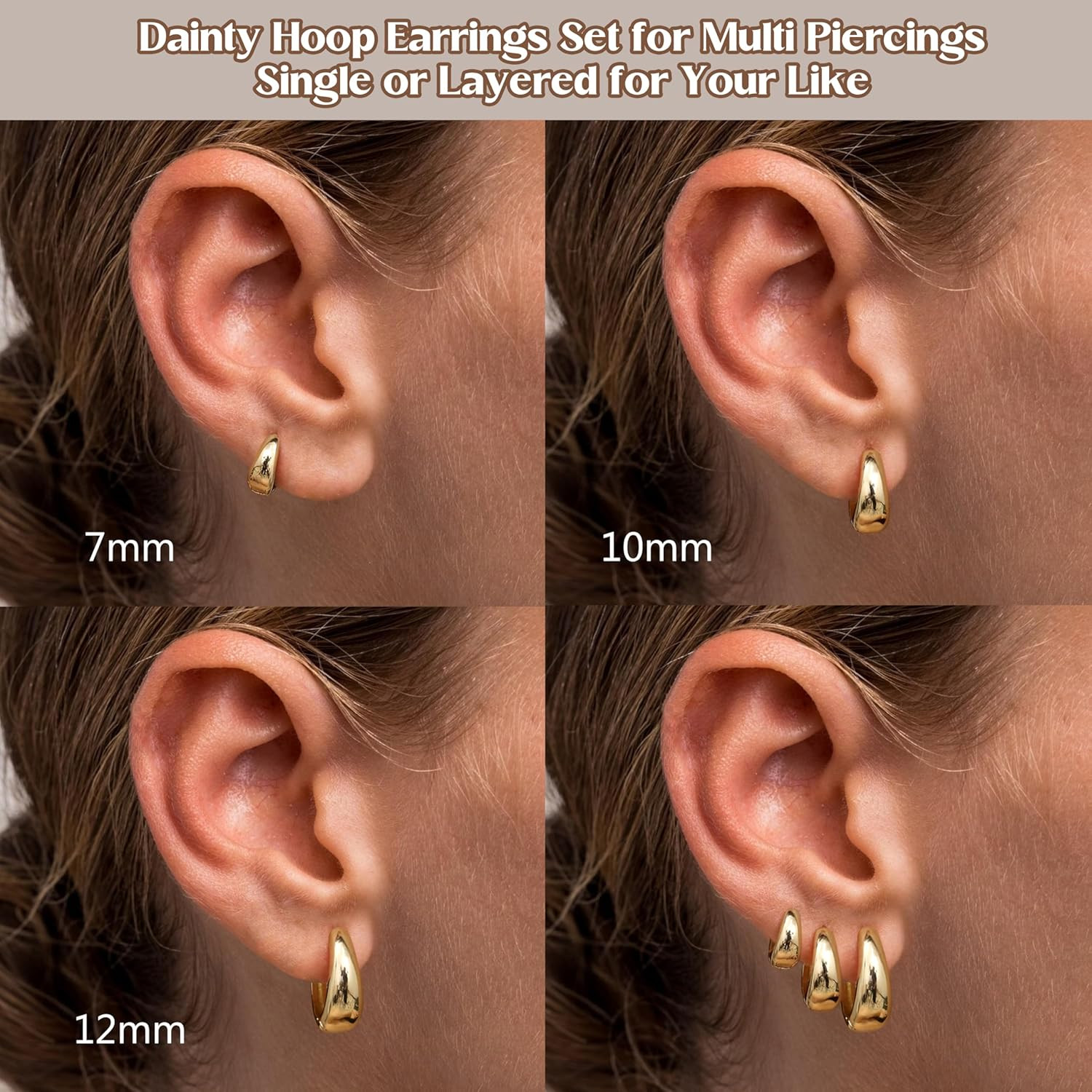 3Pairs Gold Hoop Earrings Set for Women Chunky Gold Silver Hoop Earrings 14K Gol