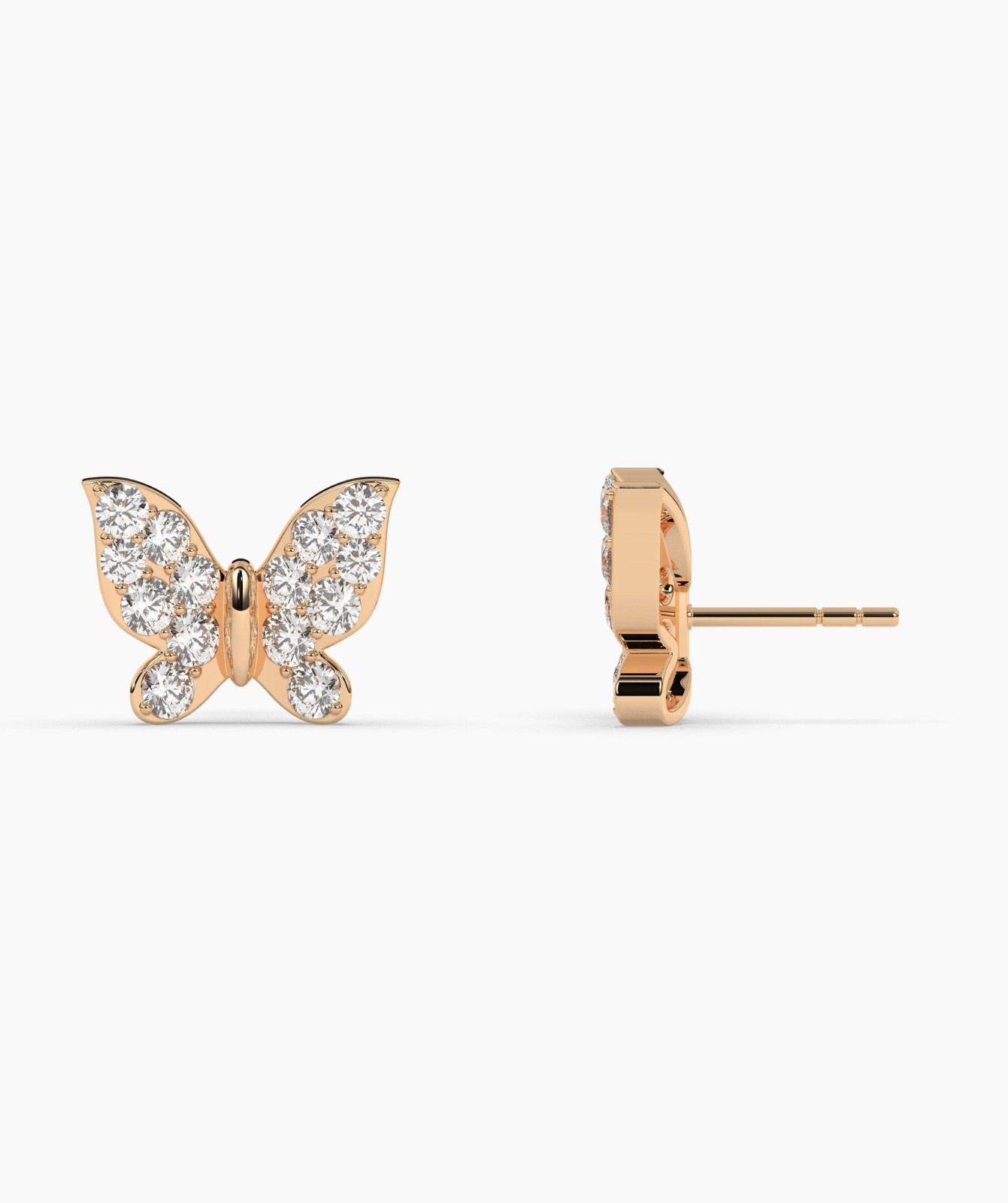 0.24 CT Round Lab Grown Diamond 14K Gold Butterfly Stud Fine Earrings For Woman