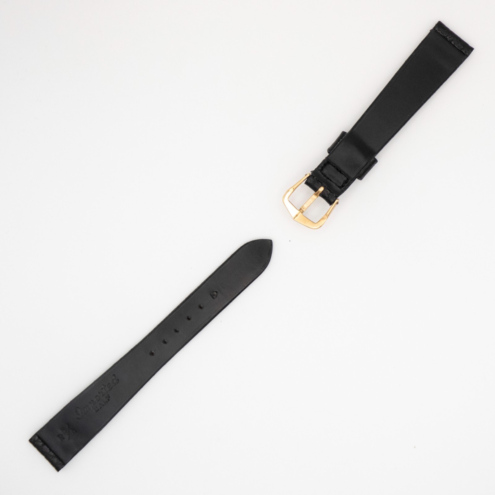 Vintage Gemex 16.0 mm calf leather wristwatch strap w/goldtone tang buckle