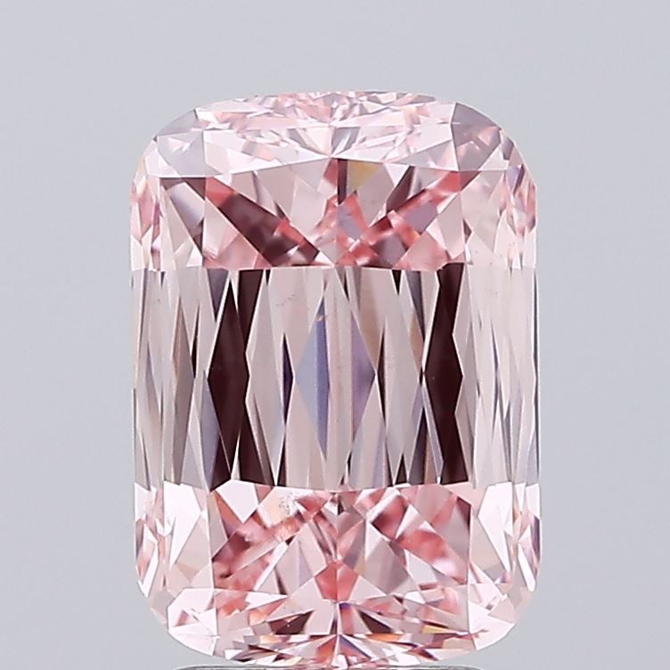 3.04ct Fancy Intense Pink Cushion Lab Grown Diamond IGI Certified CVD Stone Ring