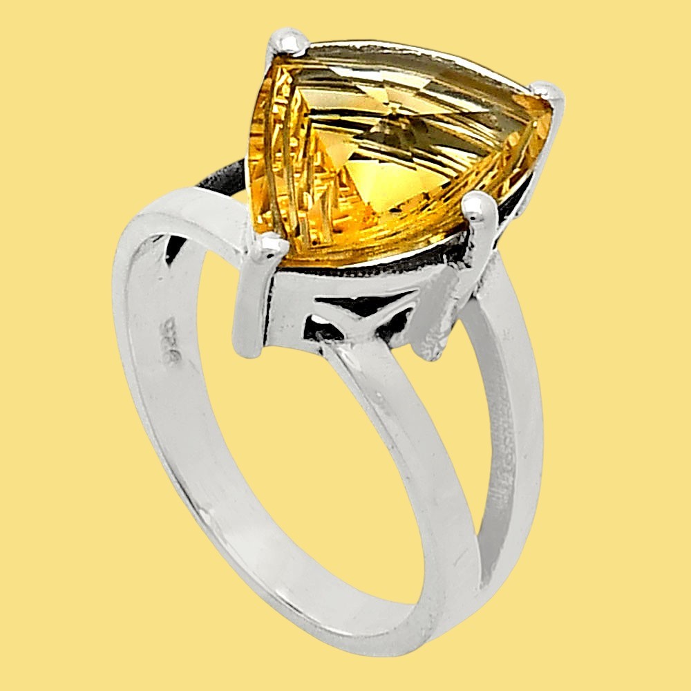 Fancy Cut Natural Citrine 925 Sterling Silver Ring s.8 Jewelry R-1019
