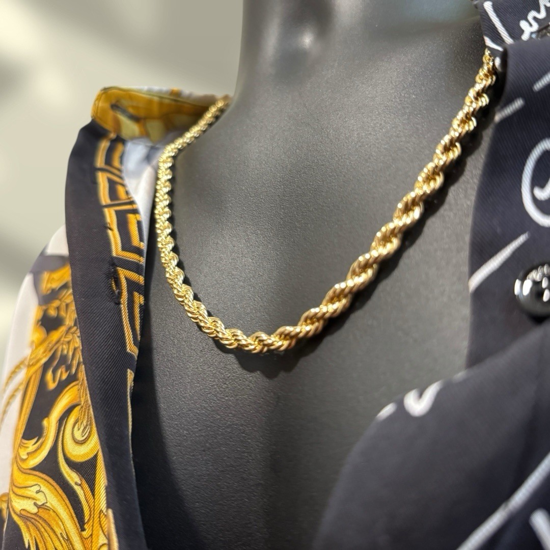 14K Gold Plated Rope Chain Necklace 24” 6mm – Stamped 14K…approx 51 Grams.