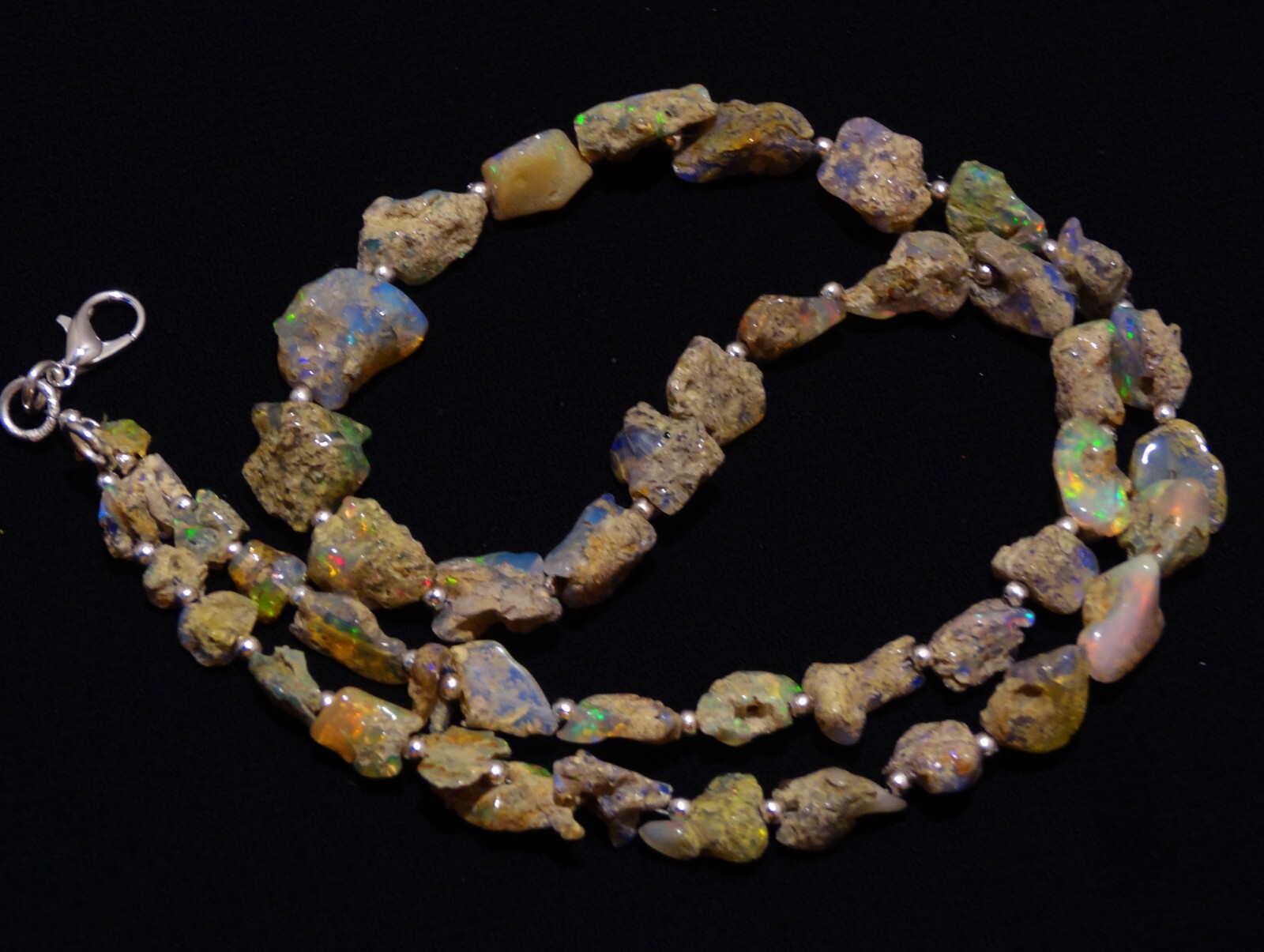 Rainbow Fire Opal Rough 7 to 13 mm Size Freeform Nugget Beads Necklace 18″