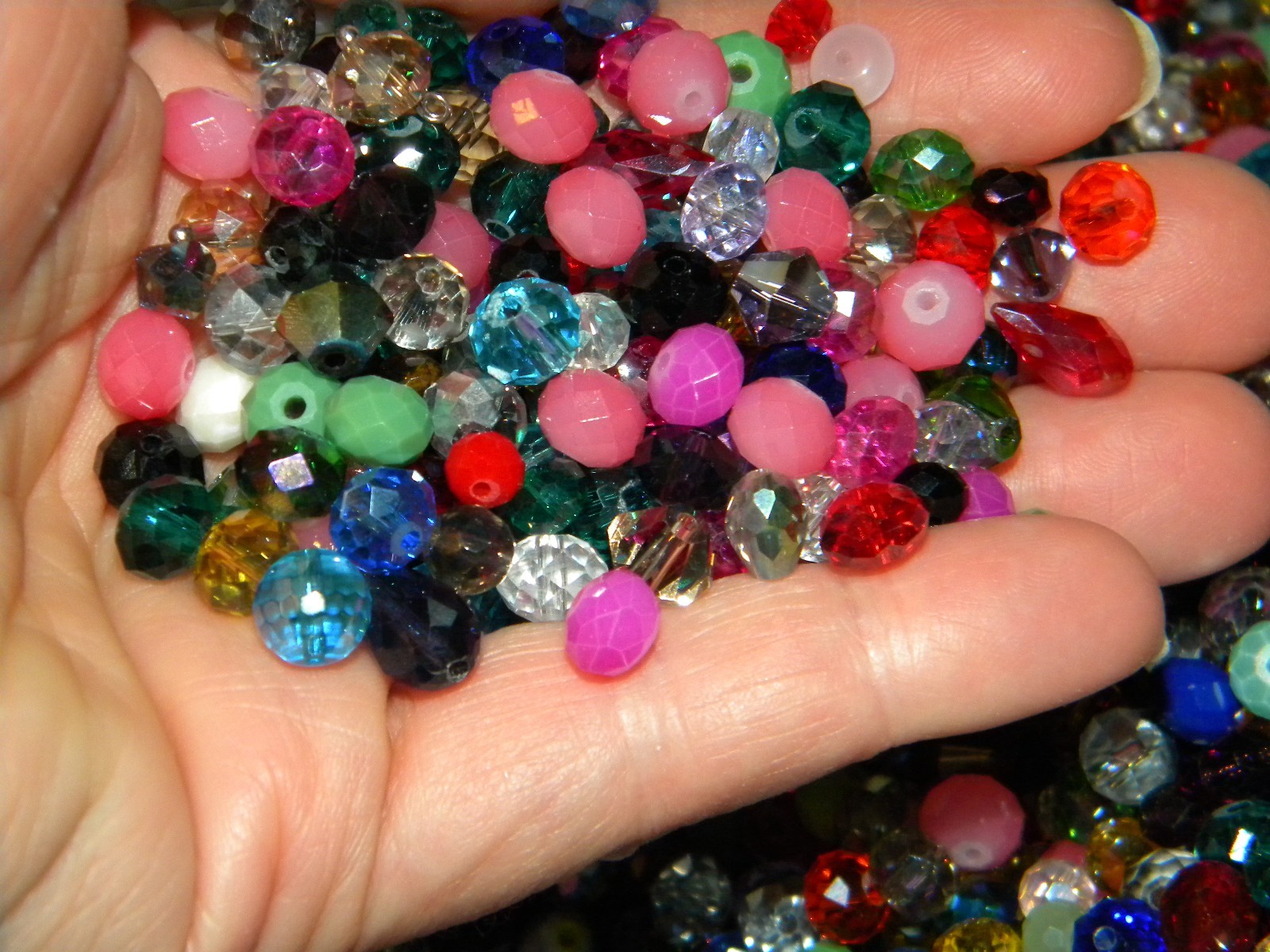 NEW 300/Pc LOT 6mm-10mm RONDELLE GLASS Faceted Czech, AB Beads Mixed colors