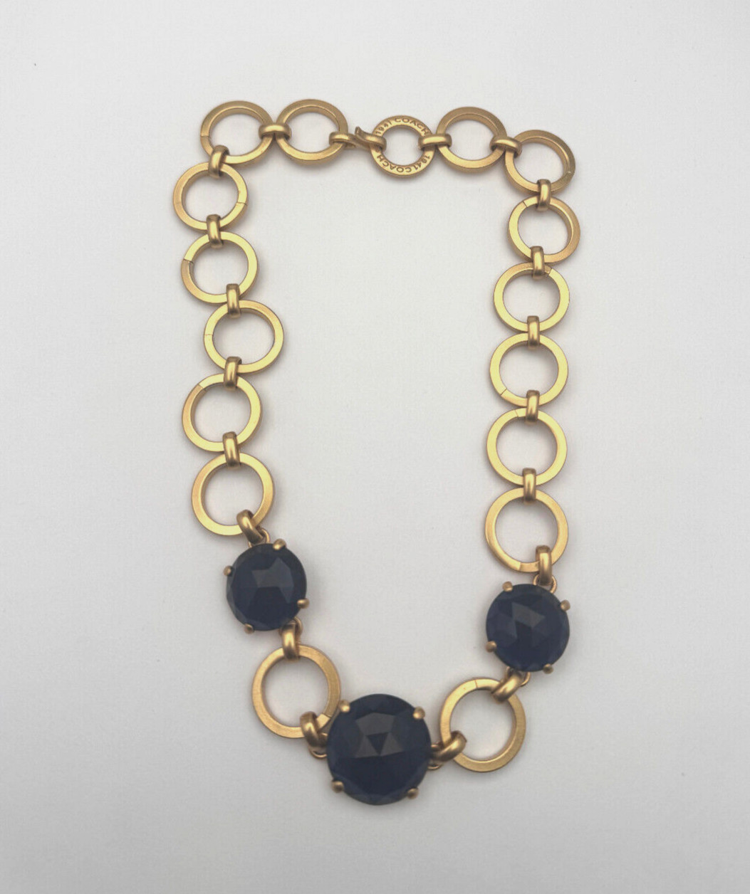 COACH Vintage Large Jeweled Swarovski Purple Blue Crystals Gold Short Necklace