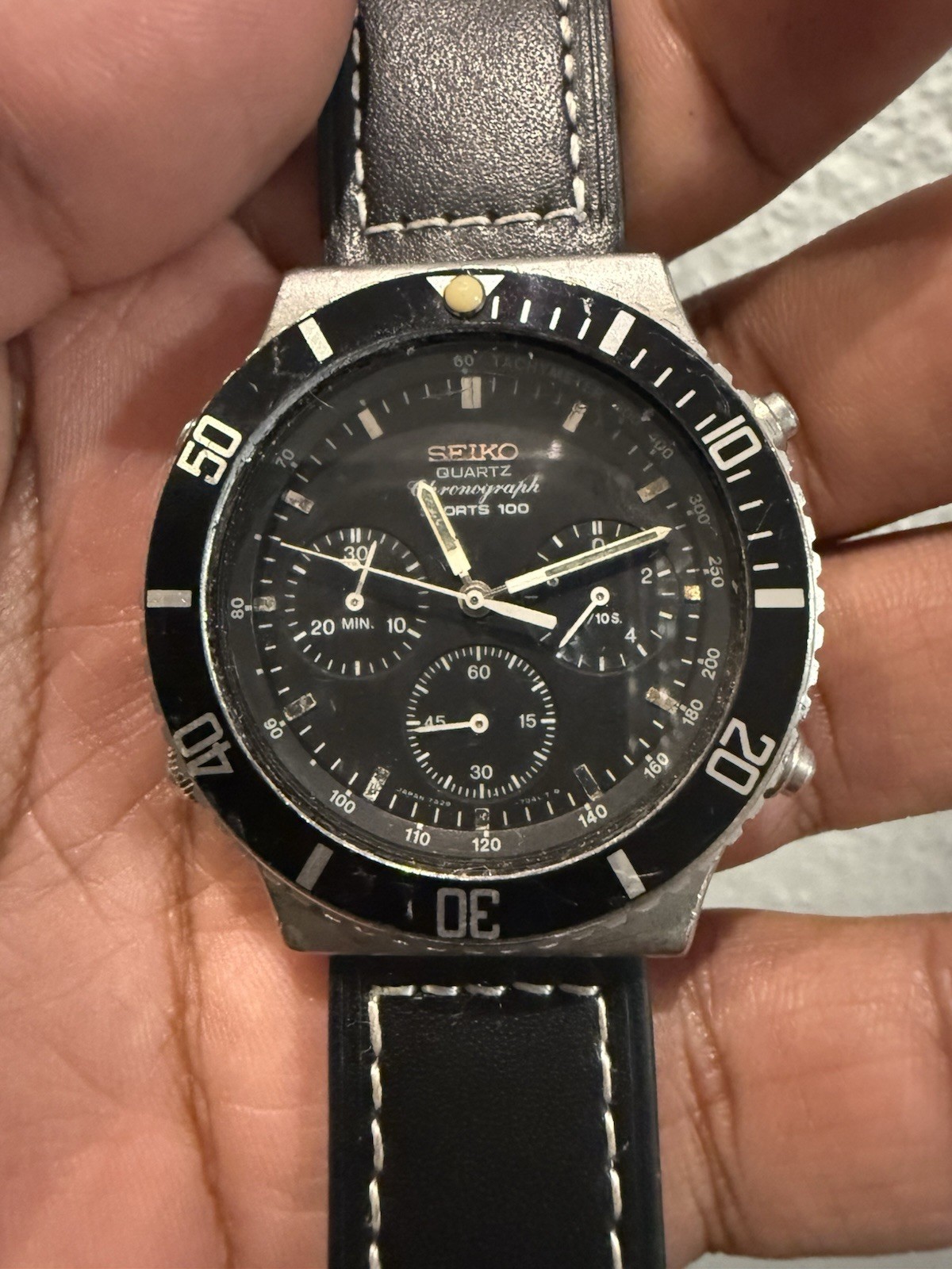 Seiko Sports 100 Men’s Black Watch – 7A28-7049