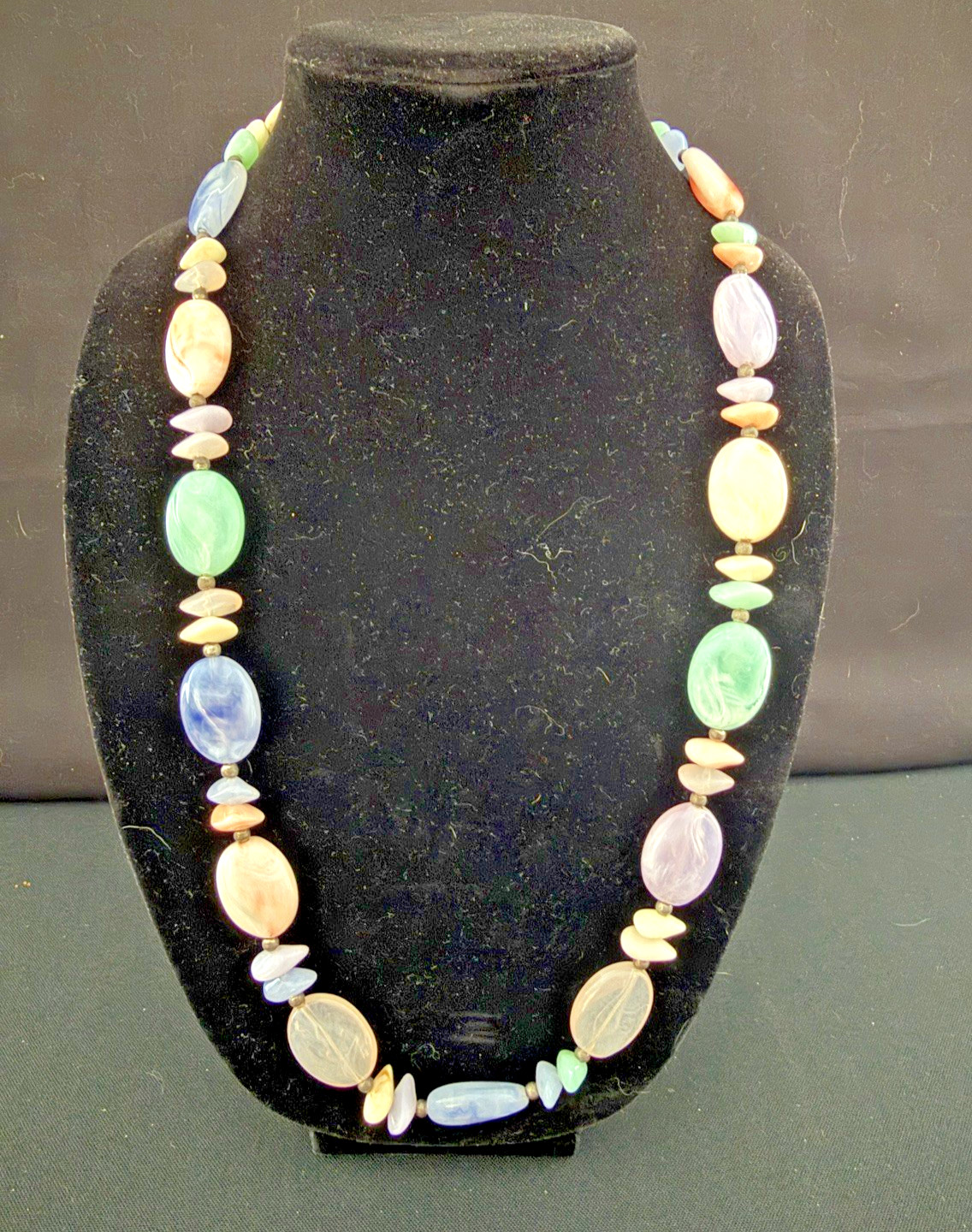 Vintage Pastel Lucite Statement Necklace 29 1/2″