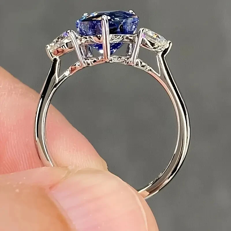 Elegant 925 Sterling Silver Blue White Topaz Wedding Engagement Ring Size 6