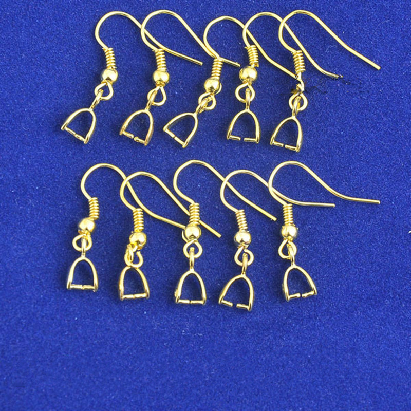 Wholesale 100PCS DIY Findings 18K GOLD Plated Hook Pinch Bail Ear Wire NEW JS