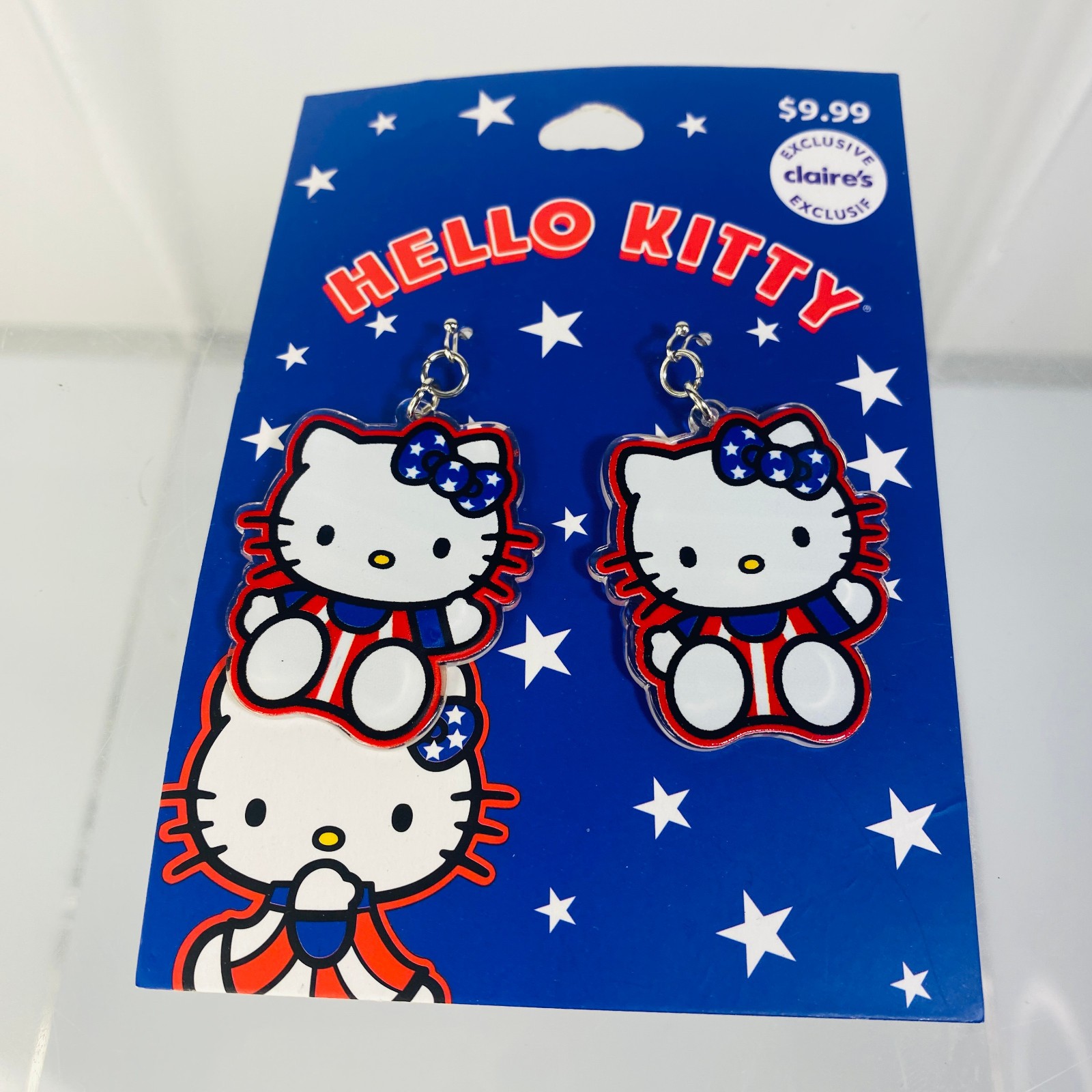 Claires New Hello Kitty Patriotic Light Up Necklace + Earrings Lot Bundle Stars