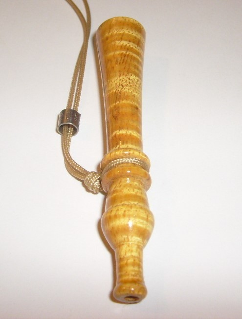 Turkey Call “Outdoor Jewelry” Necklace – Honey color Curly Koa 3 1/4 in X 19/32